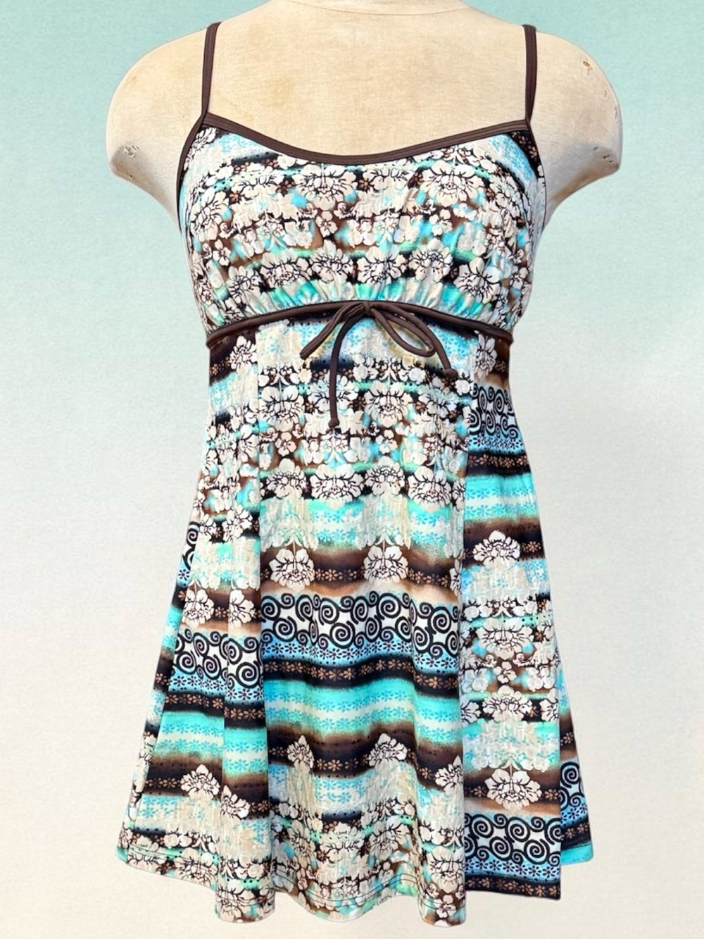 A Shore Fit Vintage Swim Dress Swimdress One Piece Swimsuit Tropical Floral 10 - Picture 2 of 8